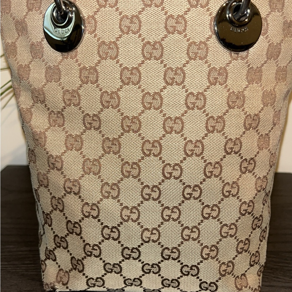 Gucci Authentic Beige Monogram Small Eclipse Tote - image 8